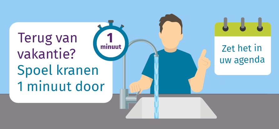 Kraan 1 minuut doorspoelen na vakantie
