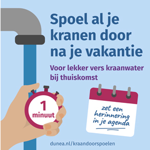 Call to action voor het doorspoelen van de kraan