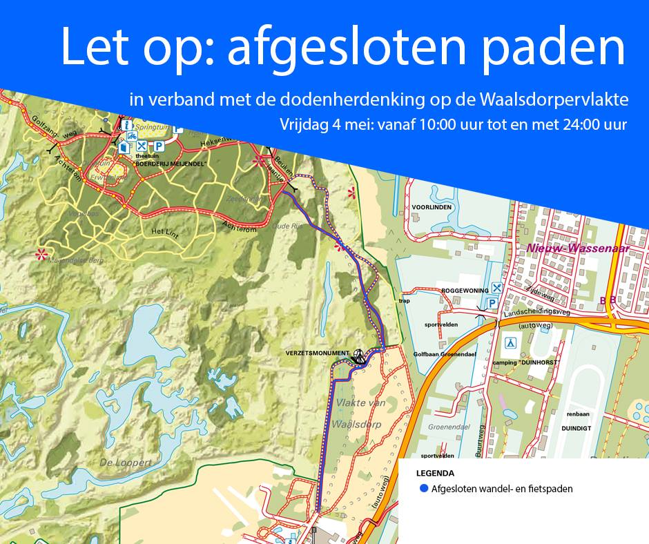 Kaart met afgesloten paden