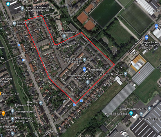 Overzichtskaart Bloemenbuurt Zevenhuizen